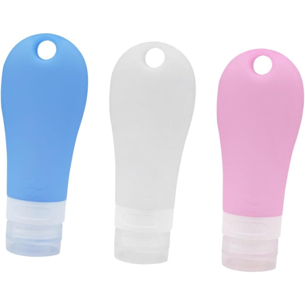Hkhbjs White 3Pcs Silicone Travel Bottles Set Leakproof Toiletries Containers Refillable Dispensers