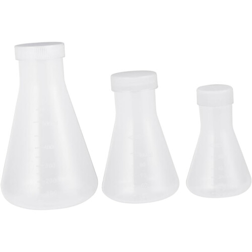 3pcs Plastic Conical Flask for Laboratory Experiment Plastic Flask for Chemistry Students