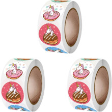 Einhorn-Belohnungsaufkleber-Set, 3 Rollen, selbstklebende Etikettenaufkleber für Beutel, praktische Siegelaufkleber