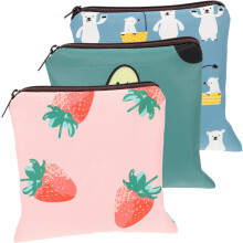 3pcs Compact Sanitary Storage Bag for Women Reusable Period Pouch Lovely Cartoon Design and Button Holder