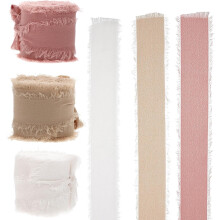 3 Rollen Brautstrauß-Verpackungsband-Set, Chiffon-Dekorationsband mit ausgefranstem Rand für Hochzeitssträuße