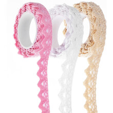 Rollen selbstklebendes Spitzenband für Bastelarbeiten, Hochzeitsdekorationen, Scrapbooking und Partyzubehör in Rosa, Weiß und Beige