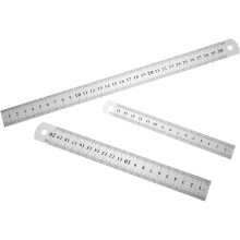 Set van 3 stalen linialen (15 cm, 20 cm, 30 cm) Dubbelzijdige metalen meetlinialen met schaalverdeling