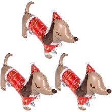 3er-Set Cartoon-Hunde-Luftballons, weihnachtliche Dekoration, aufblasbare Aluminiumfolienballons, Haustier-Hundemotiv