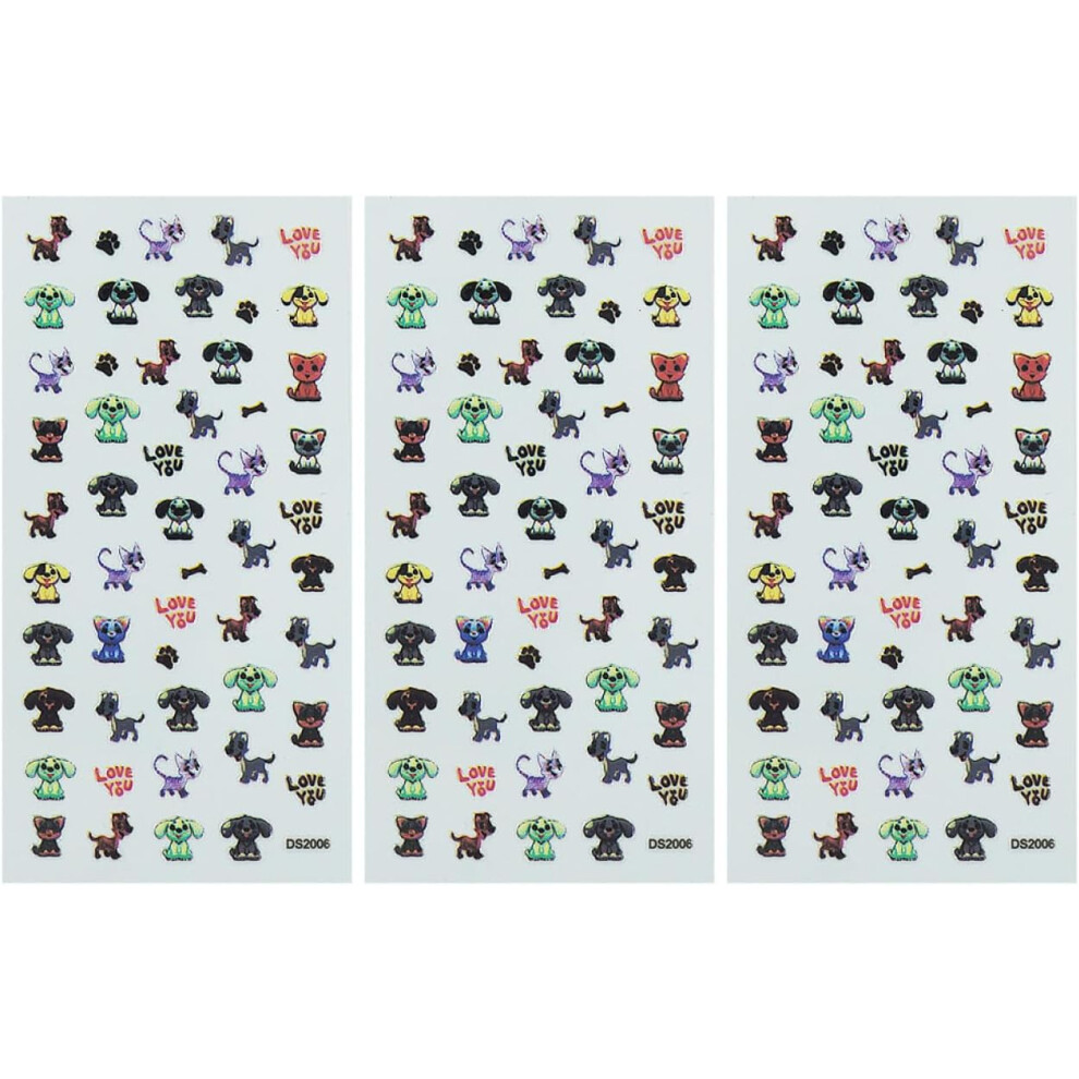 Hkhbjs 3Sheets Cartoon Nail Art Stickers For Boys And Girls Self-Adhesive Fingernail Decals