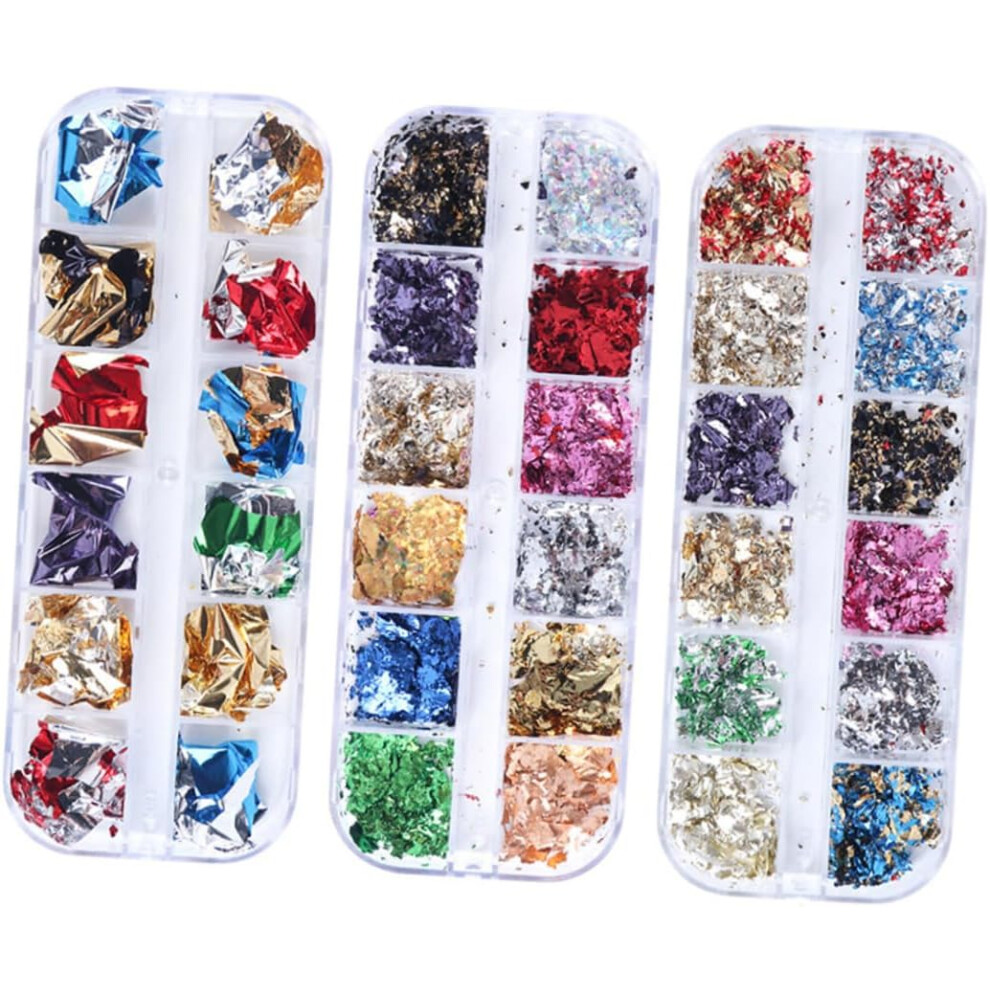 Hkhbjs 3Sets Glitter Sequins Nail Art Tinfoil Paper For Women Nail Manicure Diy Scrap Paper Decoration Tools