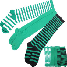 St. Patrick's Day Party-Accessoire-Set – 3-teiliges Set aus irisch gestreiften Socken und fingerlosen Handschuhen mit Kleeblatt-Motiv