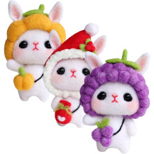 3 Sets Rabbit Wool Felt DIY Material Bag for Boys and Girls Art Craft Kit Convenient Felting Needle Felting Kit