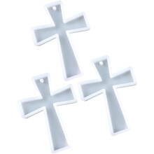 3 flexible Silikon-Kreuz-Schlüsselanhängerformen für Epoxidharz-Guss, DIY-Anhängerherstellung, Schmuckbastelbedarf