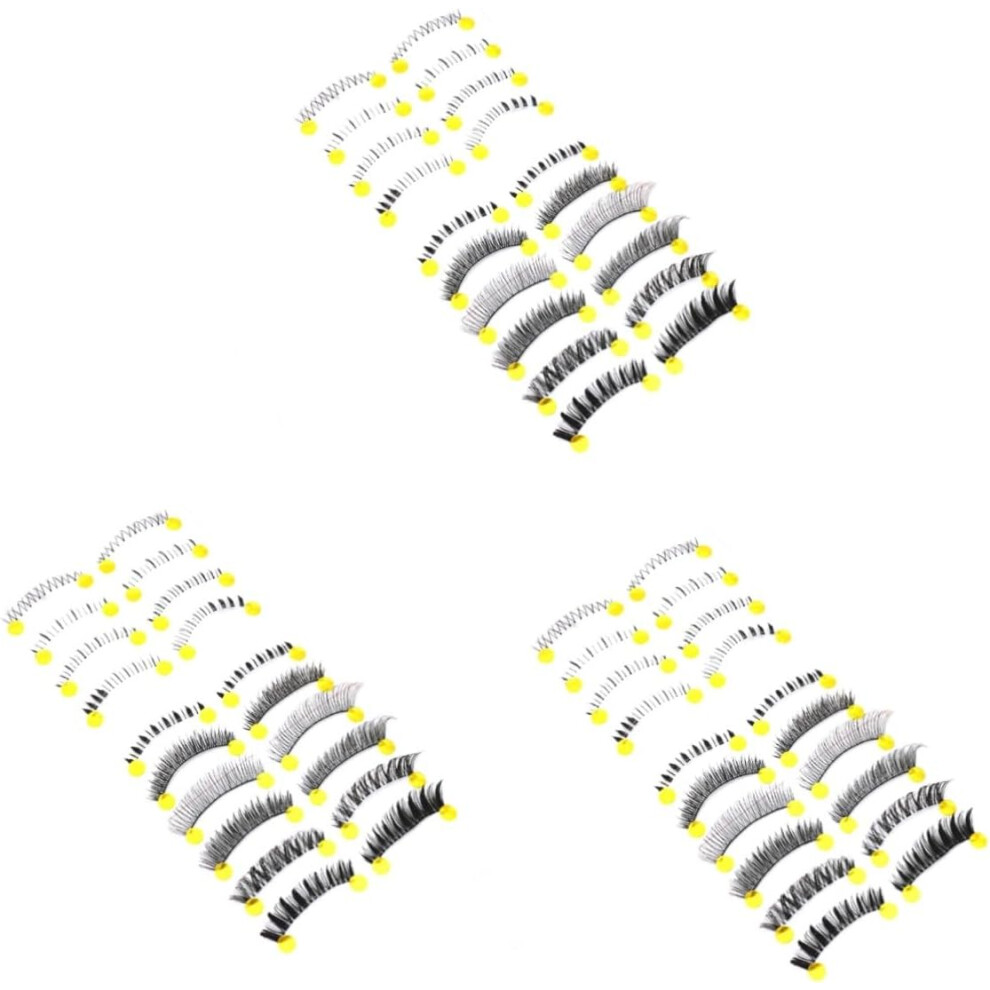 Hkhbjs 30Pairs Handmade Natural Curly Fake Eyelashes Invisible Strip Band Mixed Style