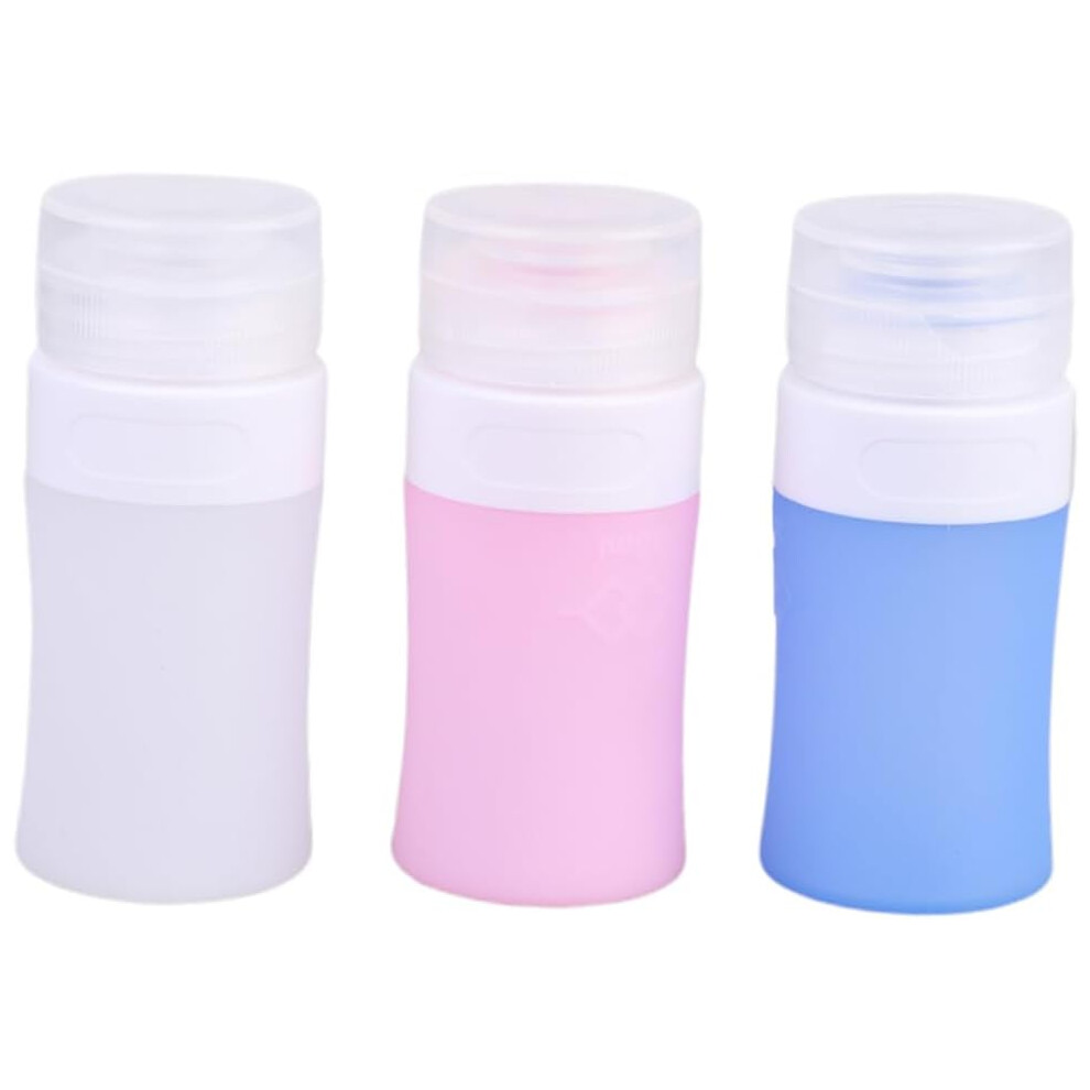 Hkhbjs Pink 3Pcs Silicone Refillable Bottle For Travel Portable Dispensing Bottle In Squeezing Lotion For Makeup Travel Case