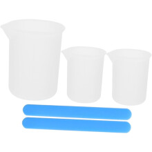 5-teiliges Epoxidharz-Mischset, bestehend aus Silikon-Messbechern (2 x 100 ml, 1 x 250 ml) und Silikon-Rührstäbchen