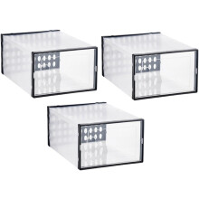 3er-Set Schuhkartons, Aufbewahrungsboxen 34 x 15,5 x 24 cm, aus robustem PP-Kunststoff, leicht zu verstauen, für Zuhause