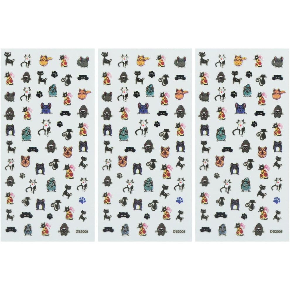 Hkhbjs 3Sheets Boys And Girls Nail Art Stickers Self-Adhesive Cartoon Fingernail Decals