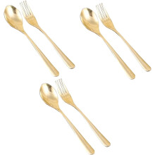 Ensemble de 3 couverts à steak réutilisables, style western, fourchette et cuillère, en laiton, idéal pour le camping et les repas en plein air.