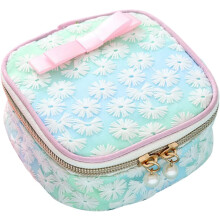 3pcs Mesh Embroidered Sanitary Napkin Storage Bag Cosmetic Square Bag Zipper