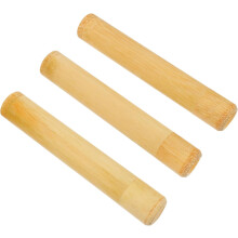 Bamboo Toothbrush Holder Travel Case 3pcs Set Light Brown Practical Toothbrush Container