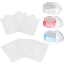Silikonstempel-Set für Nagelkunst, 3 Sets à 9 Stück, Rot und Blau, große runde Stempelplatten, DIY-Maniküre-Werkzeug