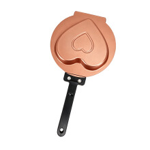 Dubbelzijdige hartpannenkoekbakplaat met hittebestendig-goud