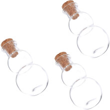 Lot de 3 bouteilles à souhaits en verre en forme de gourde avec couvercles en liège, bocaux en verre pour loisirs créatifs et décoration.