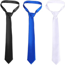 3-teiliges Herren-Satin-Krawatten-Set, einfarbig, schmal geschnitten, formell, für Hochzeiten, Business-Dinner, Accessoires für Herren