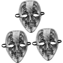 3er-Set Vintage-Vollgesichtsmasken im venezianischen Stil für Halloween-Kostümpartys, gruselige Retro-Festivalmasken, Fotorequisiten