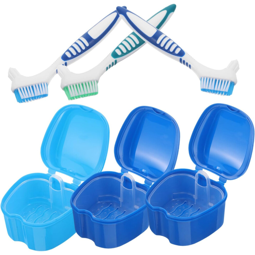 Hkhbjs 3Sets Denture Care Kit Denture Box Travel Soaking Container Case For False Teeth Cleaning Tools