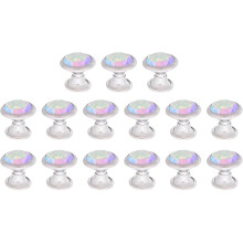 30 st. kristallnitar med silverprickiga metallnitar, 8x9 mm vita AB-kristalldekorativa nagelnitar