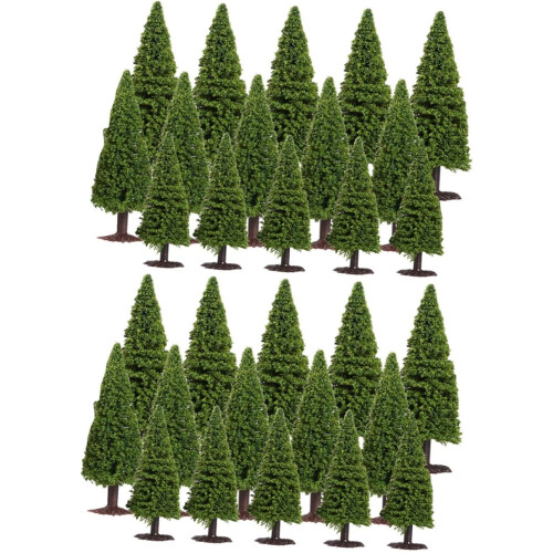 30Pcs Mixed Pine Tree Model Set for Landscape Layout Scenery, Miniature Wire Trunk Trees
