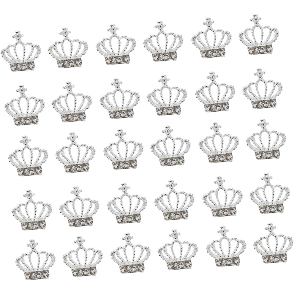 Hkhbjs Silver 30Pcs Elegant Crown Rhinestone Gems Nail Art Nail Stickers Rhinestone Charms Holographic
