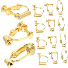 Lot de 30 adaptateurs de boucles d'oreilles à clip en or 18 carats, ajustables en forme de U, pour la création de bijoux.