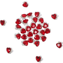 30pcs Flatback Red Nail Rhinestones for DIY Nail Art Easy to Apply Small Manicure Decorations