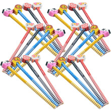 Lot de 30 crayons en bois à motifs de dessins animés avec gommes, crayons graphite à prise en main confortable