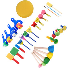 Set di 30 pennelli per pittura a spugna per bambini, strumenti per disegnare con la spugna fai-da-te, forniture artistiche e creative per bambini