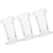 Lot de 3 pots de coloration en verre de 60 ml avec couvercles, contenant 5 échantillons pour les laboratoires cliniques et l'histologie.