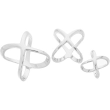 Set di 3 anelli per sciarpe a forma di X, clip per sciarpe di seta in metallo bianco con diametro interno di 12 mm, 18 mm e 21 mm.