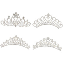 4-teiliges Set Strass-Perlenkronen Mädchen-Tiara-Haarschmuck für Jungen und Mädchen Prinzessinnen-Feen-Partydekoration