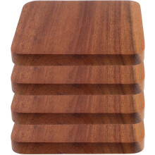 Lot de 4 sous-verres carrés en bois pour boissons, avec surface antidérapante et design résistant à la chaleur