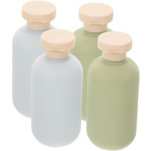 4er-Set wiederbefüllbare Reiseflaschen (200 ml) für Shampoo und Spülung mit praktischem Dosierspender und Klappverschluss