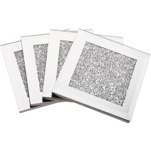 4pcs Glass Coasters for Drinks Heat Resistant Scratch Resistant Square Cup Mats