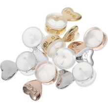 Herzförmige Ohrringverschlüsse aus Silikonkautschuk, 4 Paar in den Farben Gold, Silber, Roségold und Stahl