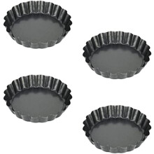4-teiliges Set Antihaft-Quiche-Backformen, runde Tarteformen mit herausnehmbarem Boden, robuste Pizza-Backformen