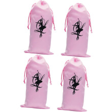 Lot de 4 pochettes à chaussons de ballet en satin avec cordon de serrage, grande capacité, pliables et élégantes, rose.