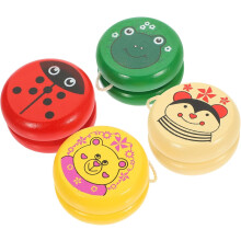 4Pcs Wooden String Yo-yo Animal Design Compact Plaything