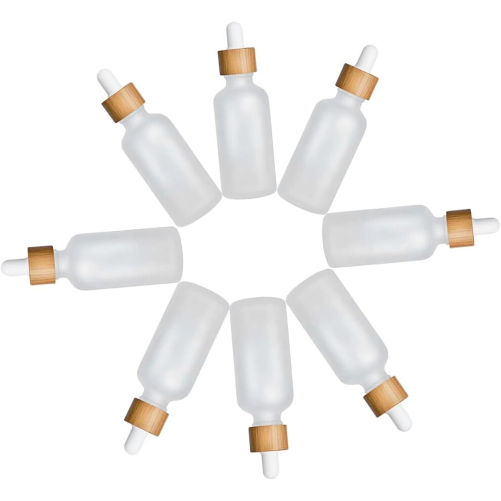 Hkhbjs 8Pcs Essential Oil Dropper Bottles For Aroma Oil Empty Glass Bottles Bamboo Wood Lids Storage And Travel