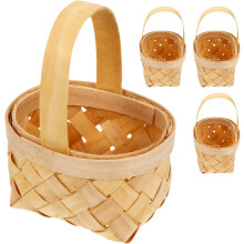 4 handgeflochtene Körbe aus Holz, leicht und elegant im Landhausstil, Aufbewahrungsbehälter mit Blumenmuster