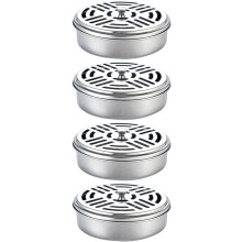 4 Stück runde Edelstahlboxen mit Deckel für schnelle und einfache Rauchverteilung