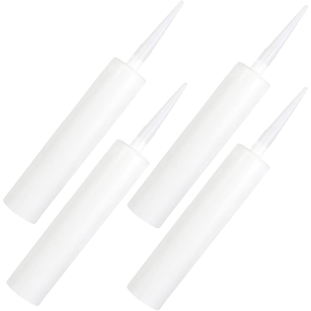 4Pcs Refillable Plastic Caulking Tubes For Floor Tile Sealing, Universal Empty White Sealant Caulk Tubes 5455468304866