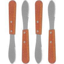 Ensemble de 4 spatules en acier inoxydable et en bois pour tartiner le fromage frais et la confiture de cacahuètes