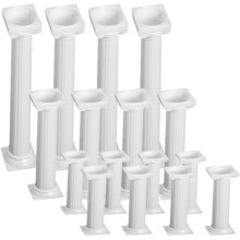 16 stuks Romeinse zuil taartstandaards/taartetagères, 16,5 cm, slijtvast plastic, stevige ondersteuning, wit